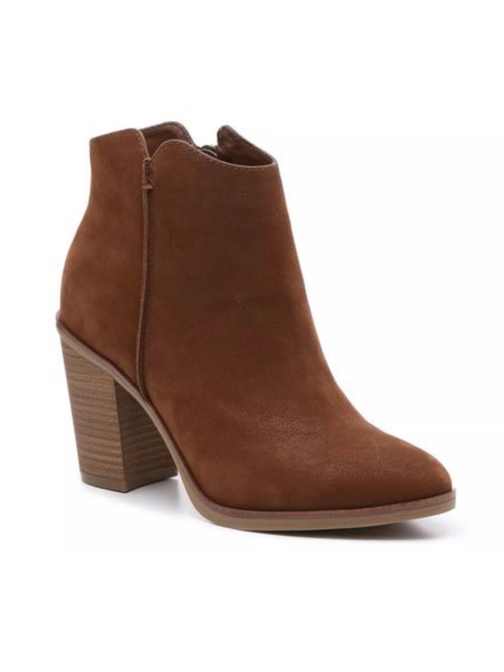 MIA Brown Suede Stacked Heel Ankle Boot